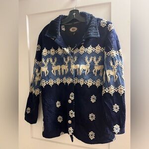 Vintage County Clothing Company Reindeer fuzzy Jacket Sz m